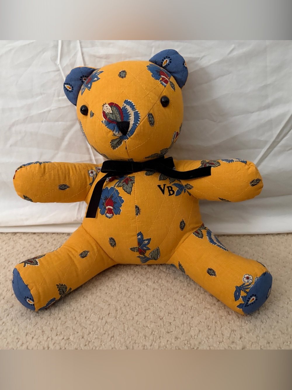 Rare Vintage Vera Bradley French Yellow Floral Paisley Plush Teddy Bear